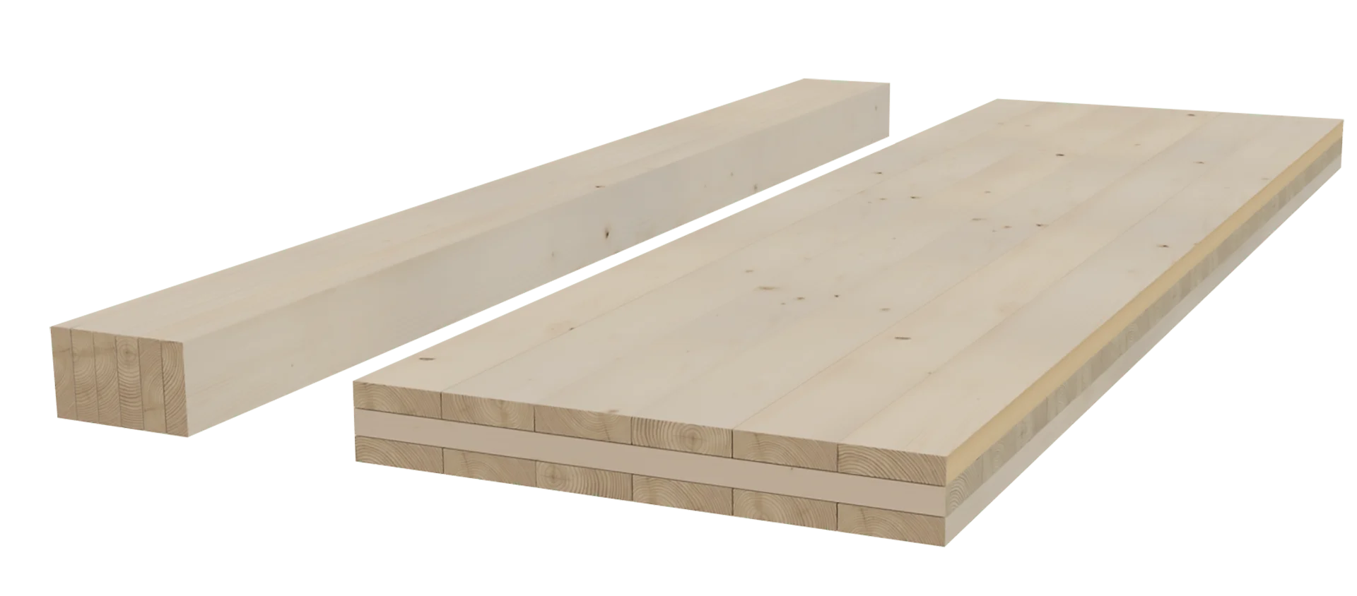 CLT panel and glulam beam, dimensioned